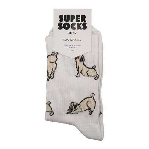 Носки унисекс Super Socks Pugs белые 40-46 в Милавица